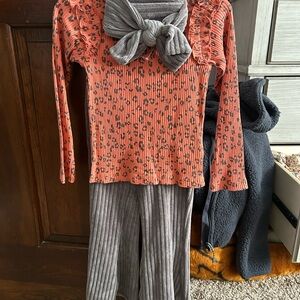 Floral Orange and Gray Kids Pajamas